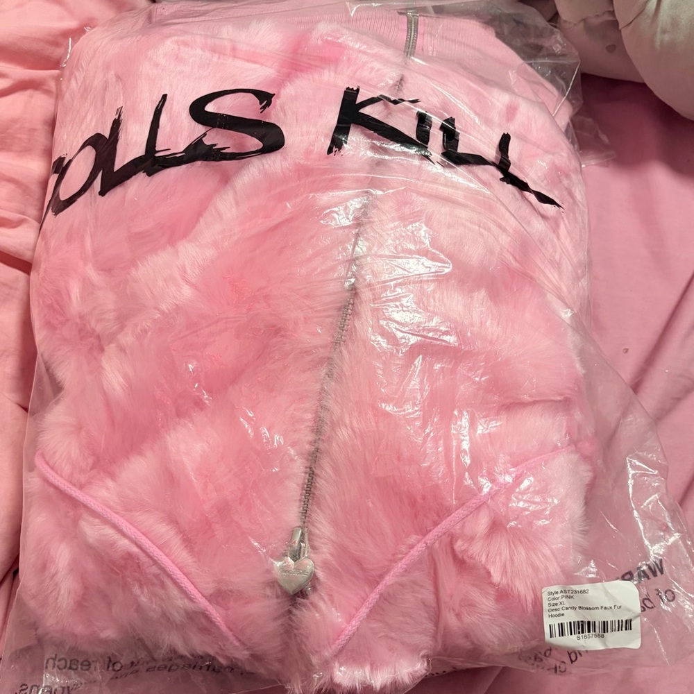 Sugar Thrillz CANDY BLOSSOM FAUX FUR JACKET- PINK XL - Picture 5 of 9